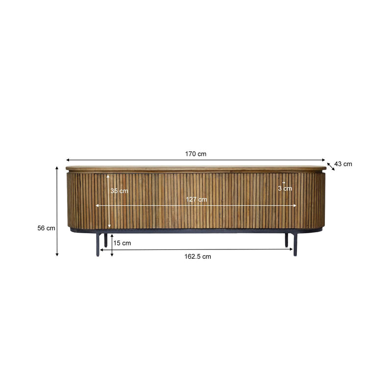 Opbergkast Lausanne Teakhout Naturel hout 43x170x56 cm-TV-meubels-Livingfurn