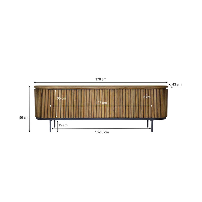 Opbergkast Lausanne Teakhout Naturel hout 43x170x56 cm-TV-meubels-Livingfurn
