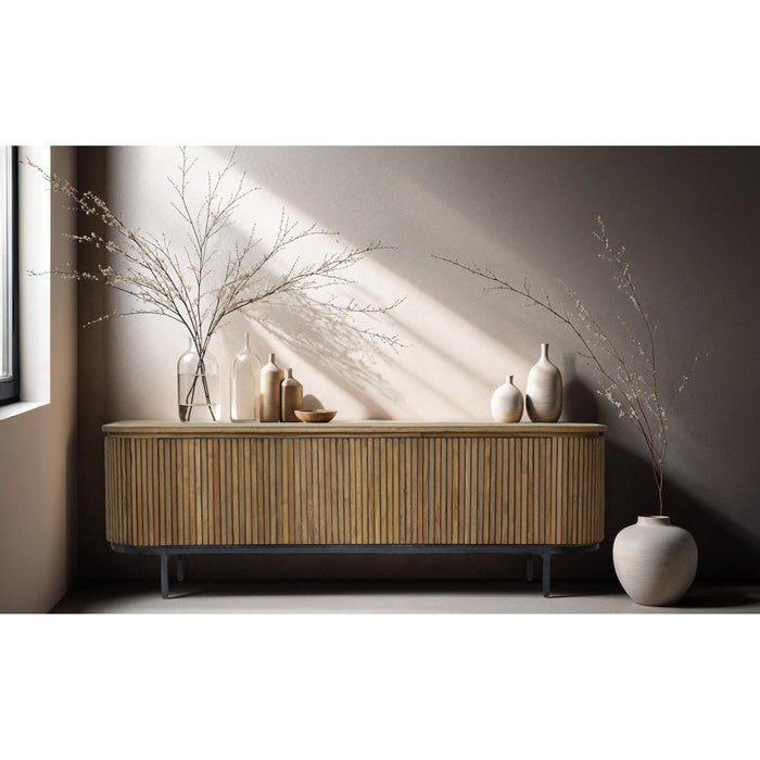 Opbergkast Lausanne Teakhout Naturel hout 43x170x56 cm-TV-meubels-Livingfurn