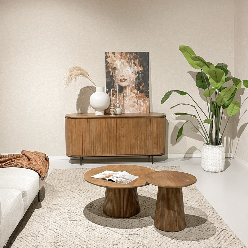 Opbergkast Noor Mangohout Naturel hout 170x43x81 cm-Dressoirs-Livingfurn