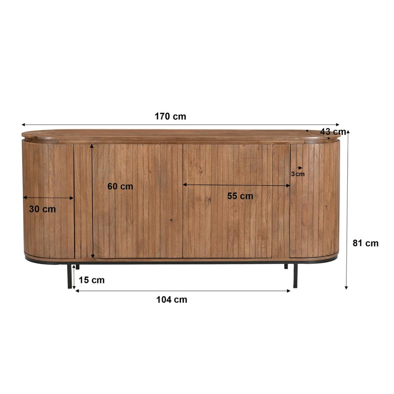 Opbergkast Noor Mangohout Naturel hout 170x43x81 cm-Dressoirs-Livingfurn
