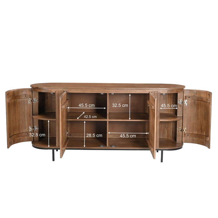 Opbergkast Noor Mangohout Naturel hout 170x43x81 cm-Dressoirs-Livingfurn