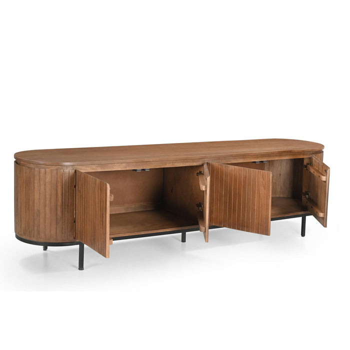 Opbergkast Noor Mangohout Naturel hout 210x43x56 cm-TV-meubels-Livingfurn
