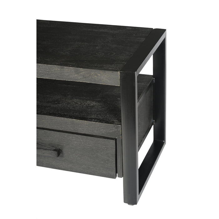 Opbergkast Norris Mangohout Zwart 120x45x50 cm-TV-meubels-Livingfurn