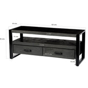 Opbergkast Norris Mangohout Zwart 120x45x50 cm-TV-meubels-Livingfurn