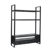 Opbergkast Norris Mangohout Zwart 150x45x200 cm-TV-meubels-Livingfurn
