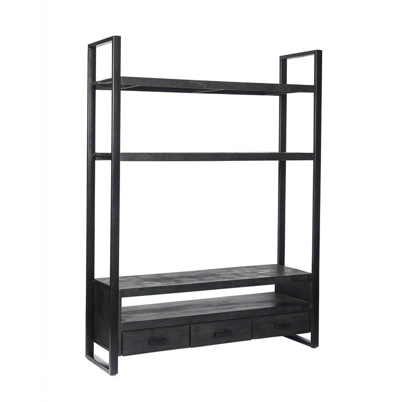 Opbergkast Norris Mangohout Zwart 150x45x200 cm-TV-meubels-Livingfurn