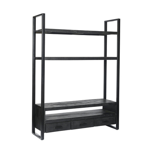 Opbergkast Norris Mangohout Zwart 150x45x200 cm-TV-meubels-Livingfurn