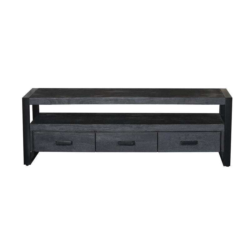 Opbergkast Norris Mangohout Zwart 150x45x50 cm-TV-meubels-Livingfurn