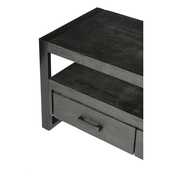 Opbergkast Norris Mangohout Zwart 150x45x50 cm-TV-meubels-Livingfurn