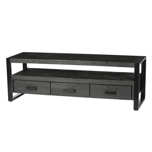 Opbergkast Norris Mangohout Zwart 150x45x50 cm-TV-meubels-Livingfurn