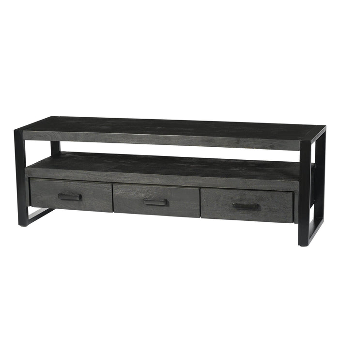 Opbergkast Norris Mangohout Zwart 150x45x50 cm-TV-meubels-Livingfurn