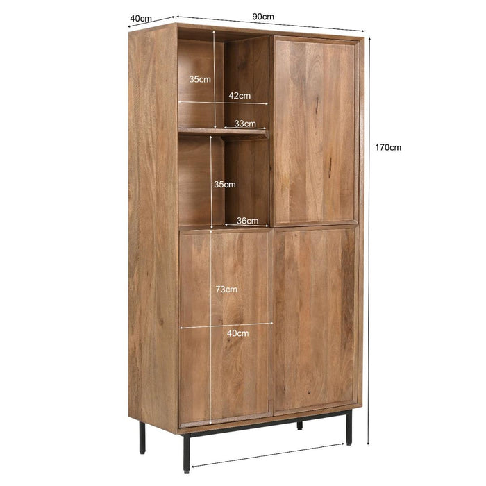 Opbergkast Ravenstein Mangohout Naturel hout 40x170x90 cm-Opbergkasten-Livingfurn