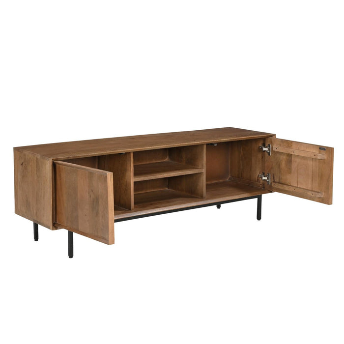 Opbergkast Ravenstein Mangohout Naturel hout 40x50x150 cm-TV-meubels-Livingfurn