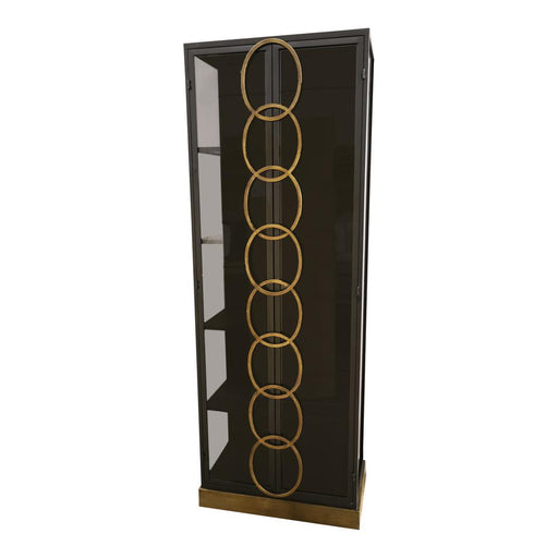 Opbergkast Riho Zwart Metaal Kast High Smoky Glas Doors-Opbergkasten-PTMD