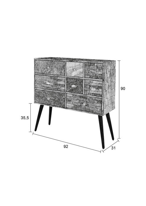 Opbergkast San Teak, Metaal Bruin 31x90 cm-Opbergkasten-Creating Home