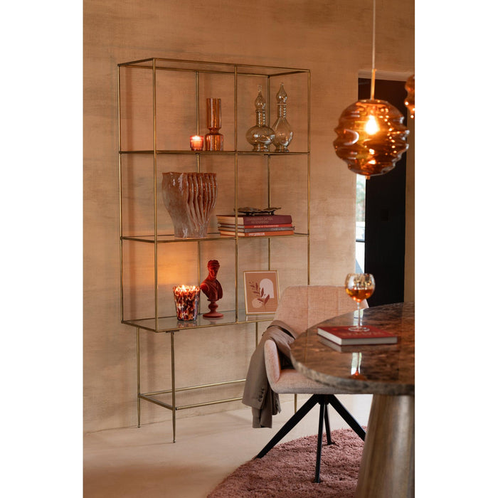 Opbergkast Vakkenkast Goud Glas 40x100 cm-Opbergkasten-J-Line