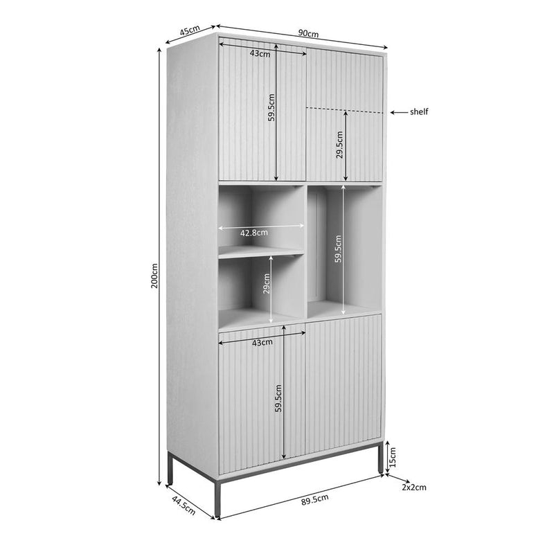 Opbergkast Vakkenkast Madison Naturel 90 cm 90x45x200 cm-Opbergkasten-Starfurn