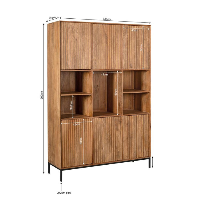 Opbergkast Vakkenkast Madison XL Naturel 135 cm 135x45x200 cm-Opbergkasten-Starfurn