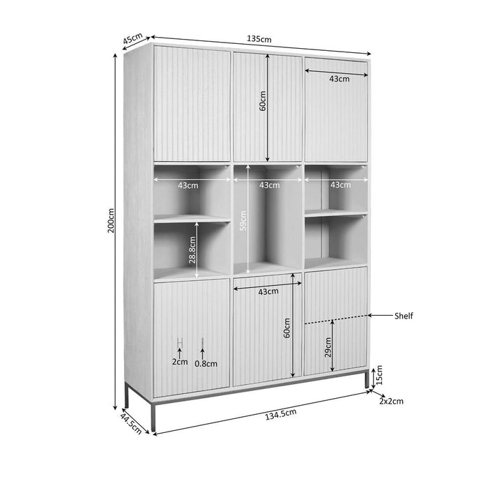 Opbergkast Vakkenkast Madison XL Naturel 135 cm 135x45x200 cm-Opbergkasten-Starfurn