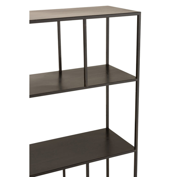 Opbergkast Vakkenkast Zwart Metaal 26x85 cm-Opbergkasten-J-Line