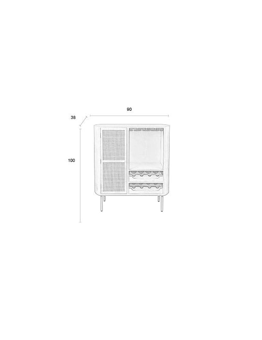 Opbergkast Wijnkast Amaya Low MDF, Metaal Beige 38x90 cm-Opbergkasten-Creating Home
