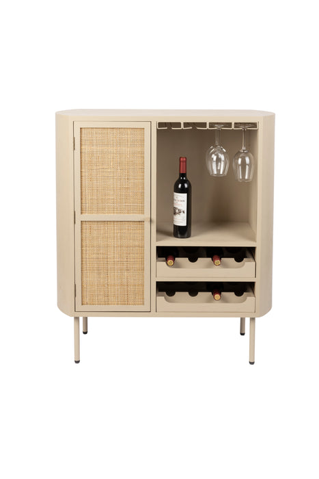 Opbergkast Wijnkast Amaya Low MDF, Metaal Beige 38x90 cm-Opbergkasten-Creating Home