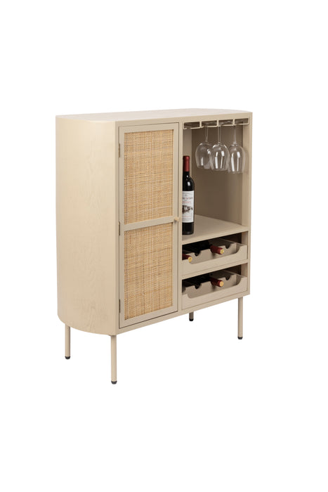 Opbergkast Wijnkast Amaya Low MDF, Metaal Beige 38x90 cm-Opbergkasten-Creating Home
