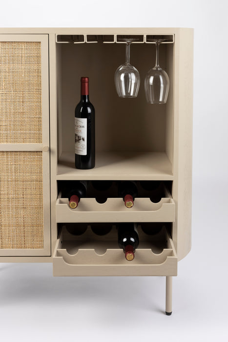 Opbergkast Wijnkast Amaya Low MDF, Metaal Beige 38x90 cm-Wijnkasten-Creating Home