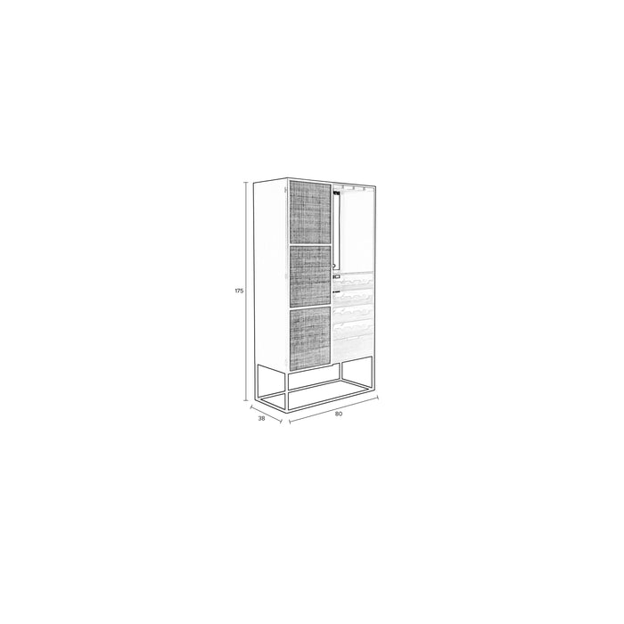 Opbergkast Wijnkast Guuji High MDF Zwart 80x38 cm