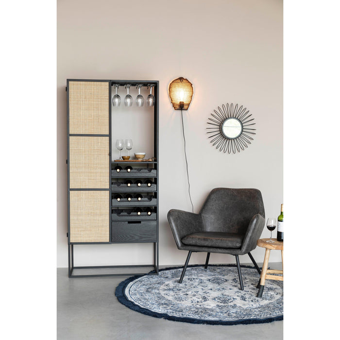 Opbergkast Wijnkast Guuji High MDF Zwart 80x38 cm