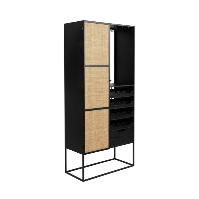 Opbergkast Wijnkast Guuji High MDF Zwart 80x38 cm