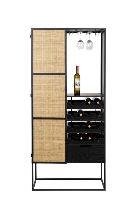 Opbergkast Wijnkast Guuji High MDF Zwart 80x38 cm-Opbergkasten-Creating Home