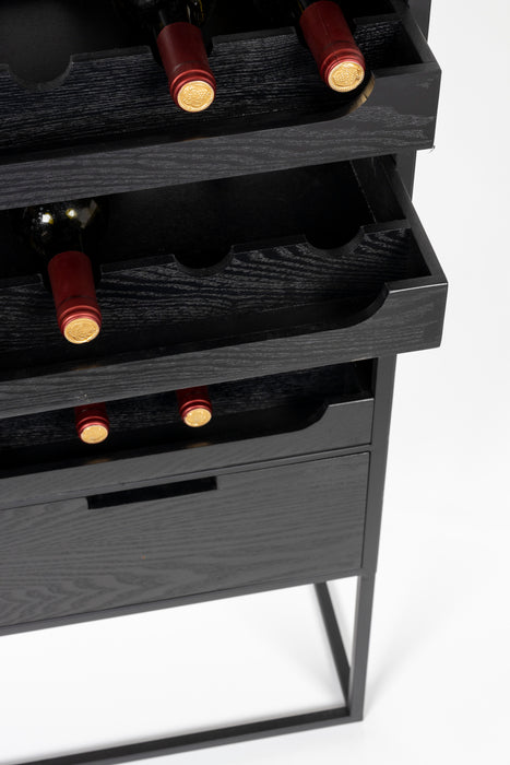 Opbergkast Wijnkast Guuji High MDF Zwart 80x38 cm-Wijnkasten-Creating Home