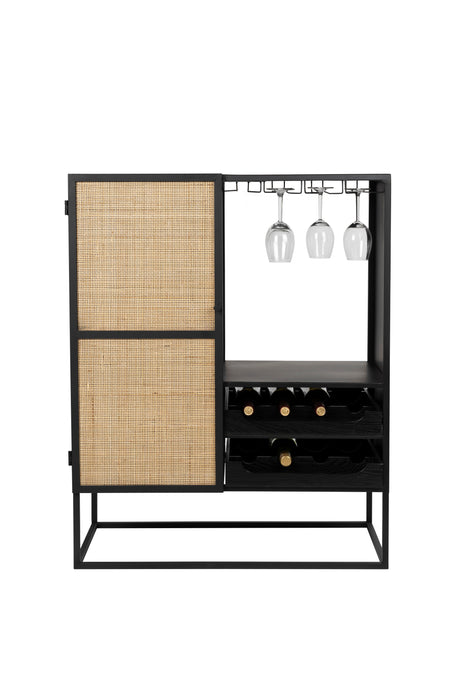 Opbergkast Wijnkast Guuji Low MDF Zwart 80x38 cm-Opbergkasten-Creating Home