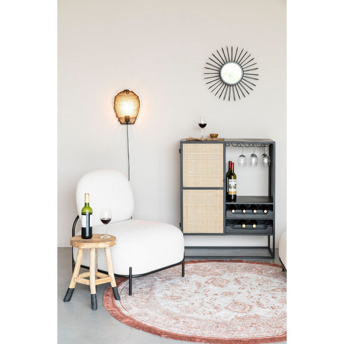 Opbergkast Wijnkast Guuji Low MDF Zwart 80x38 cm-Opbergkasten-Creating Home