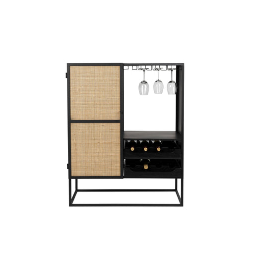 Opbergkast Wijnkast Guuji Low MDF Zwart 80x38 cm-Opbergkasten-Creating Home