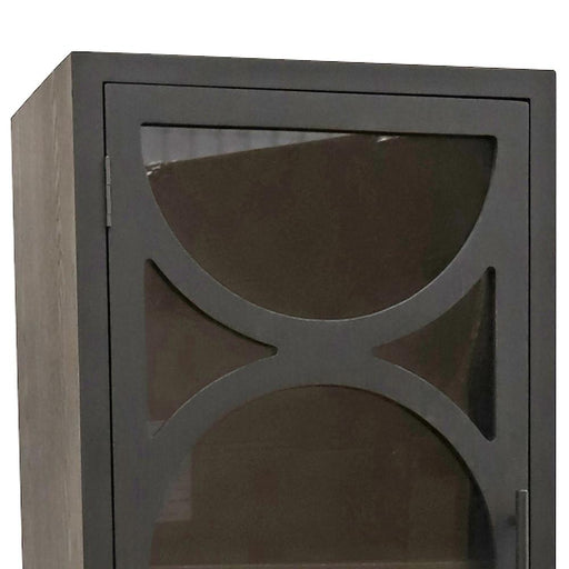 Opbergkasten Opbergkast Dailey Zwart Houten Kast Smoky Glas Door-Opbergkasten-PTMD