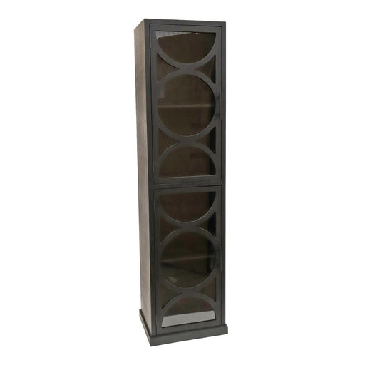Opbergkasten Opbergkast Dailey Zwart Houten Kast Smoky Glas Door-Opbergkasten-PTMD