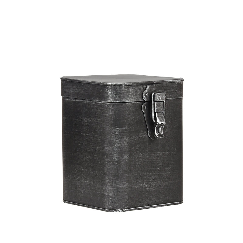 Opbergkist Antiek Zwart Metaal L 15x16x19 cm-Opbergdozen en manden-LABEL51