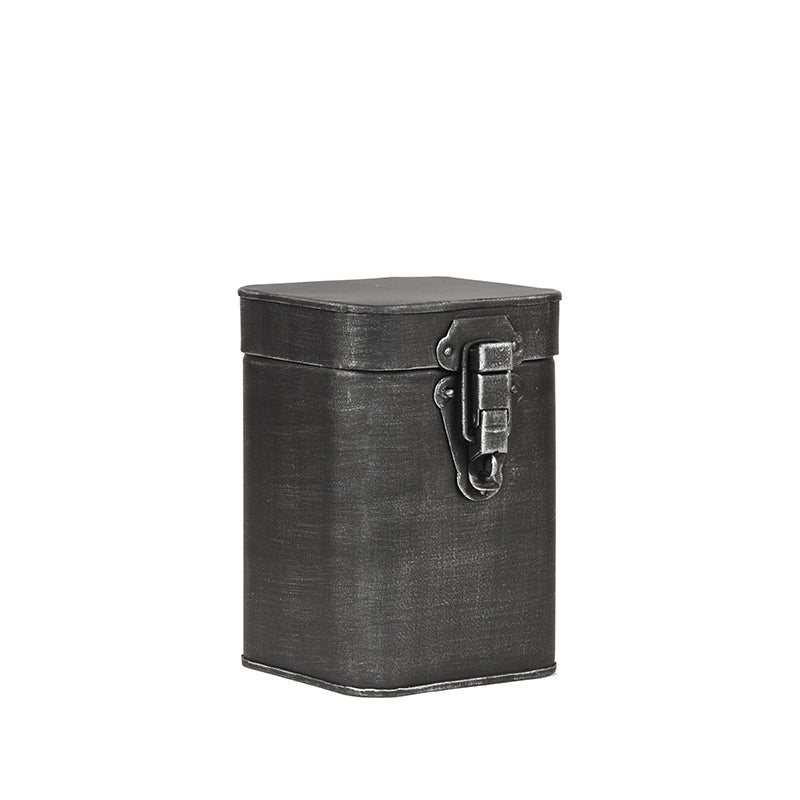 Opbergkist Antiek Zwart Metaal M 12x13x17 cm-Opbergdozen en manden-LABEL51
