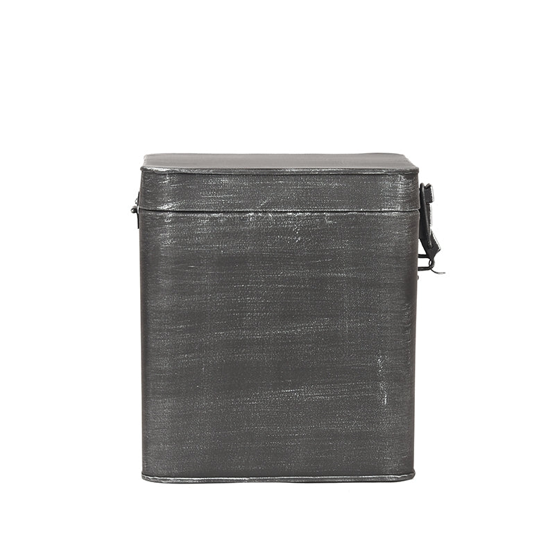 Opbergkist Antiek Zwart Metaal XL 18x19x21 cm-Opbergdozen en manden-LABEL51