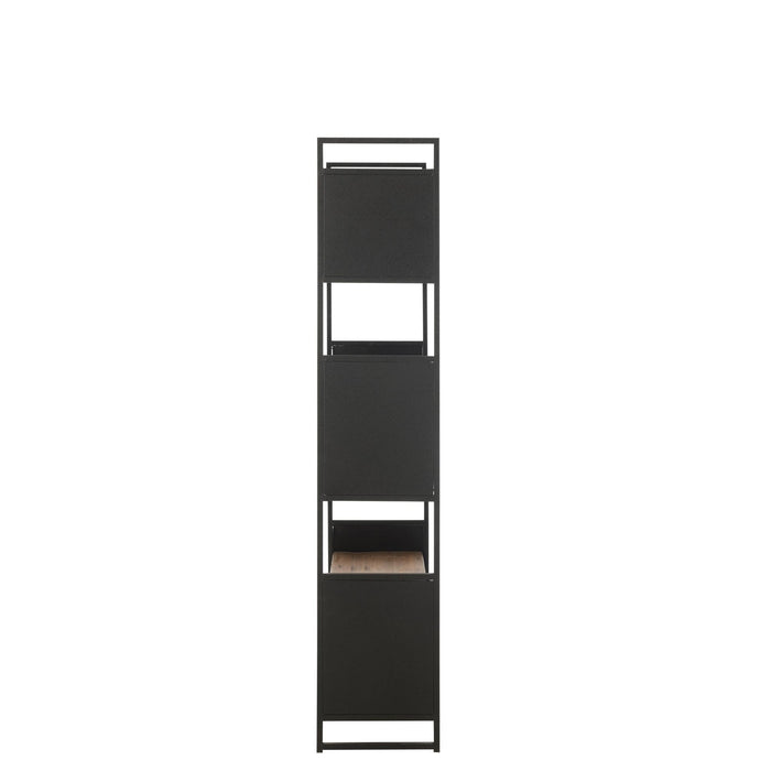 Opbergrek Gerecycled Hout Metaal Naturel Zwart 100x40x200 cm-Boekenkasten-J-Line