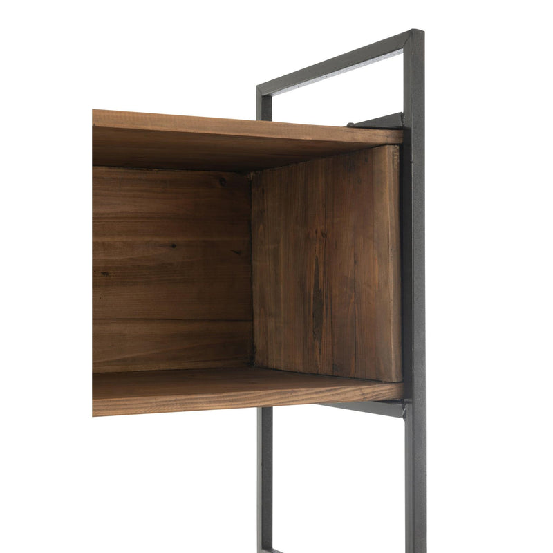 Opbergrek Gerecycled Hout Metaal Naturel Zwart 100x40x200 cm-Boekenkasten-J-Line