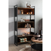 Opbergrek Gerecycled Hout Metaal Naturel Zwart 100x40x200 cm-Boekenkasten-J-Line