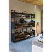 Opbergrek Gerecycled Hout Metaal Naturel Zwart 200x40x200 cm-Boekenkasten-J-Line