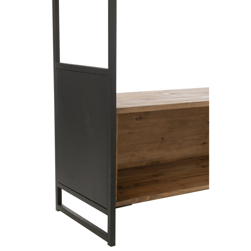 Opbergrek Gerecycled Hout Metaal Naturel Zwart 200x40x200 cm-Boekenkasten-J-Line