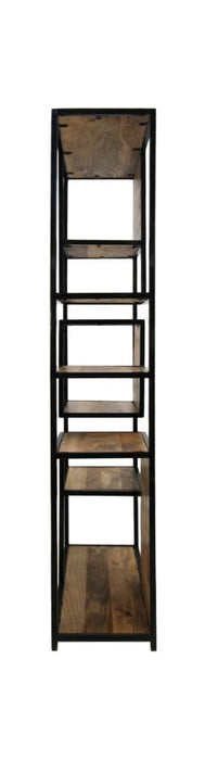 Open Vakkenkast Levels-78x35x178-Naturel/Zwart-Mango/Metaal-Vakkenkasten-HSM Collection