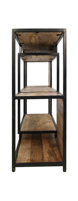 Open vakkenkast Levels - 150x35x90 - Naturel/zwart - Mangohout/ijzer-Vakkenkasten-HSM Collection