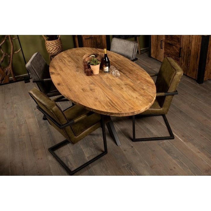 Ovaal tafelblad - 220x110x4 - Naturel - Teak-Ovale tafelbladen-HSM Collection